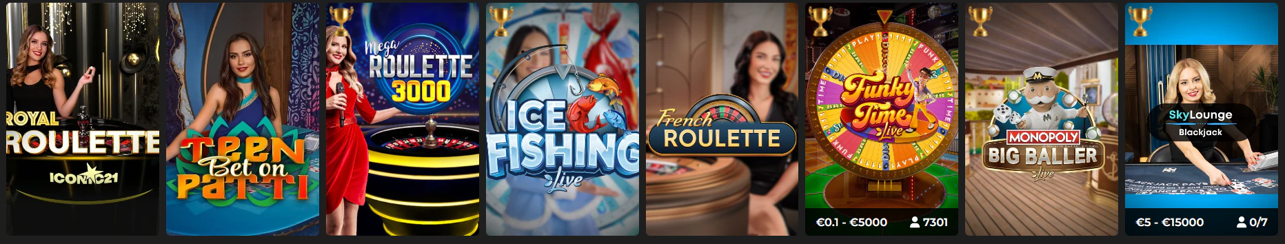 Sección de juegos de casino y mesas con crupier en vivo de Casino Extra